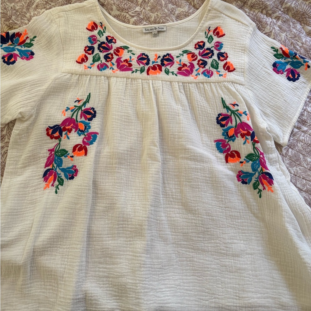 Vibrant Floral Muslin Blouse